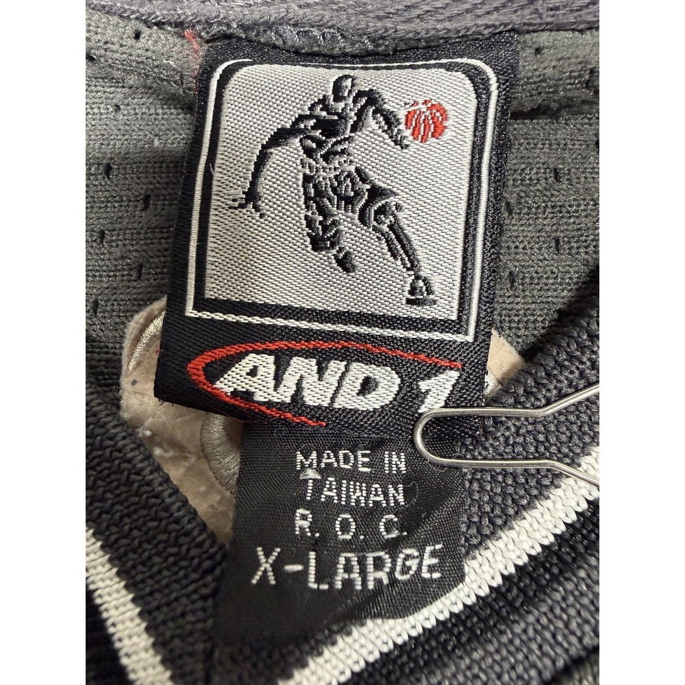 VTG AND1 Tank Top Mens XL Gray Sleeveless Play Hard 4 Mesh Basketball Jersey - Picture 2 of 8